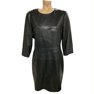 ANTONIO MELANI NWT Black Faux Leather Dress Size L